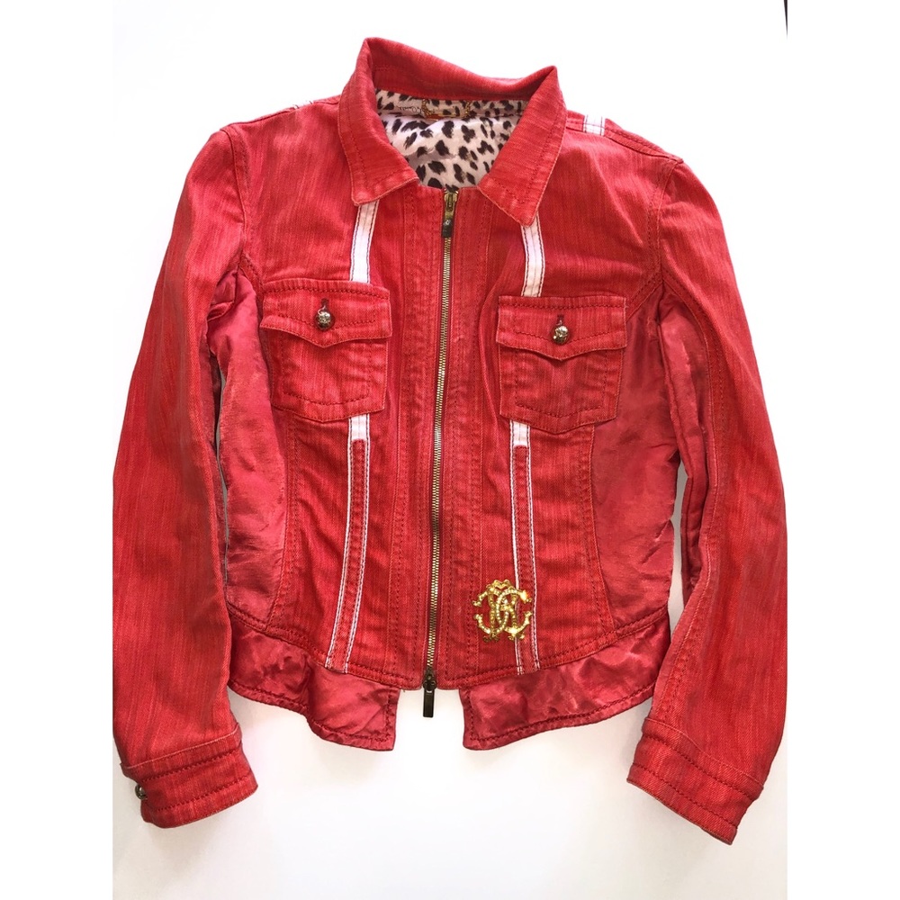 Roberto Cavalli denim and satin jacket